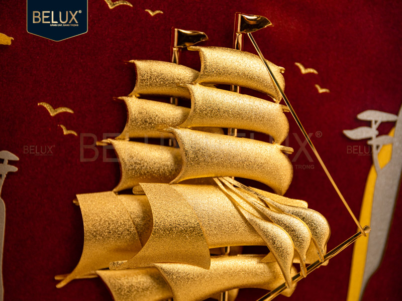 Tranh thuận buồm xuôi gió dát vàng 24k 25x20cm